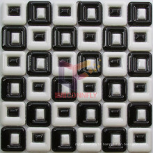 Hollow Square Black Mix White Classical Ceramic Mosaic (CST189)